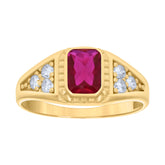 14kt Yellow Gold Womens Pink White Emerald Round Cubic-Zirconia Fashion Ring